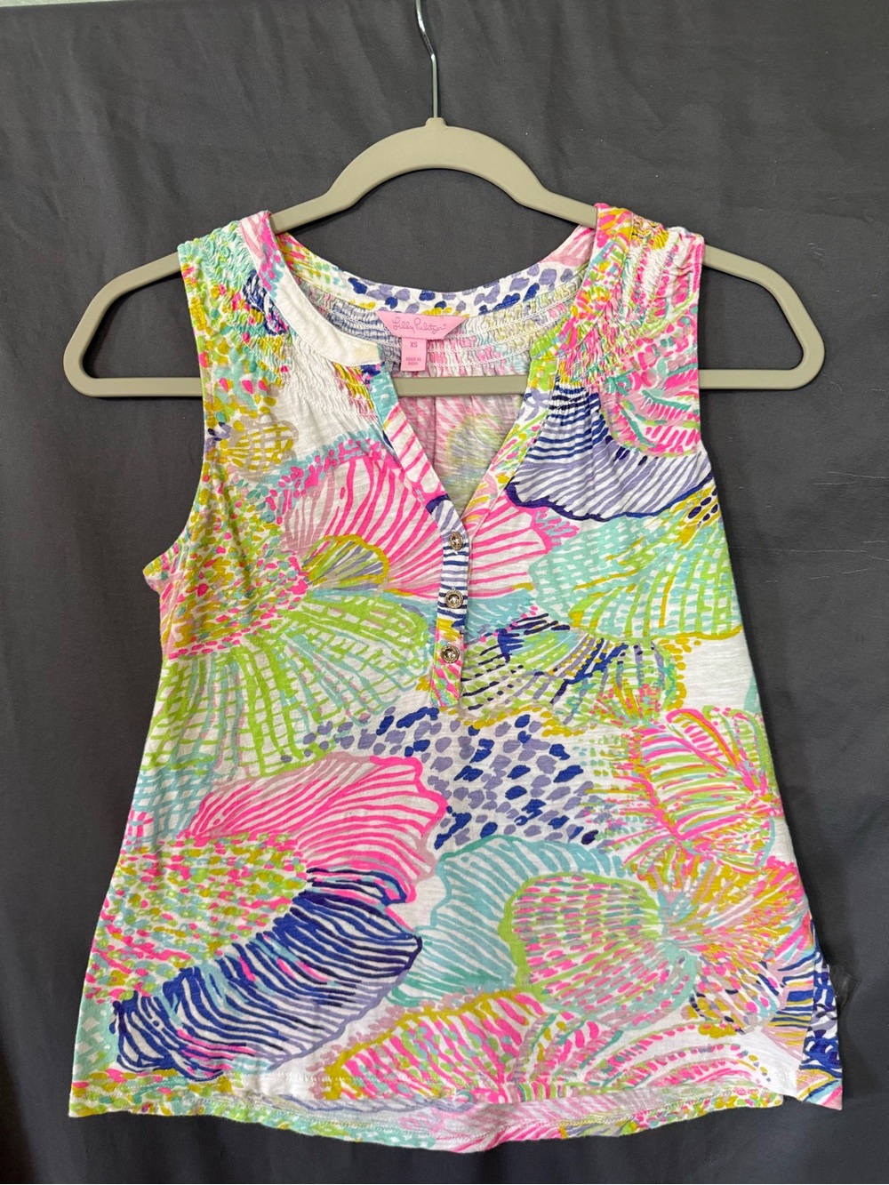 Lilly Pulitzer Vibrant Multi-Color Shell Tank - Pink, Lime, Aqua, Navy
